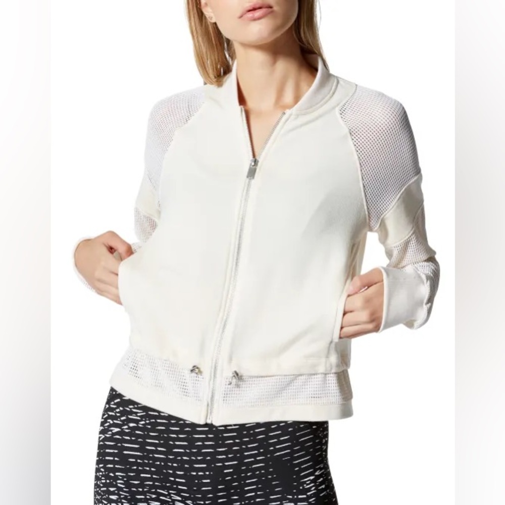 Vimmia Soothe Drift Bomber Jacket Zip-Up, S, Cream, tennis workout top